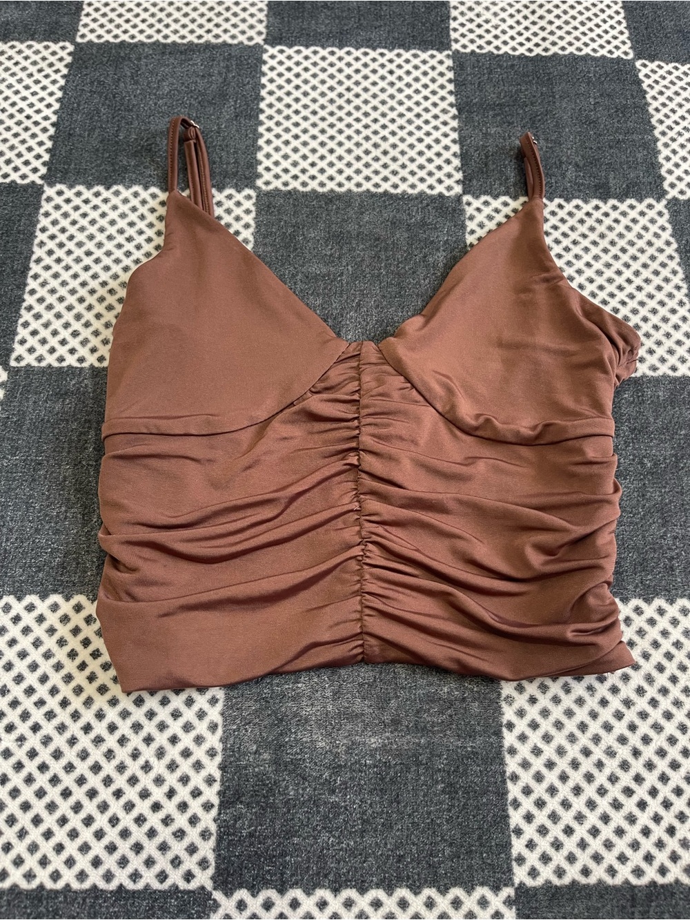 I.AM.GIA Brown Ruched Cami Top